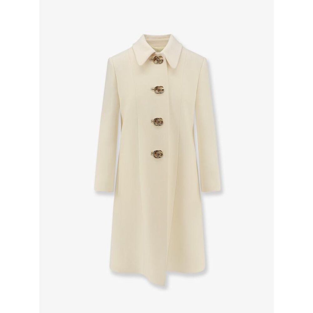 Gucci Women White Wool Crãªpe Coat
